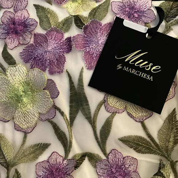 Muse by Marchesa Meadow Floral Embroidered Halter Dress Size 10 - Picture 5 of 5